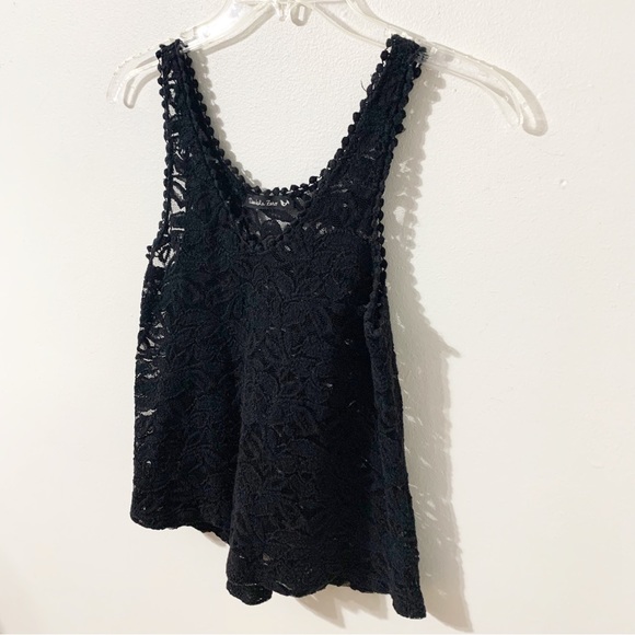 Double Zero Lace Scoop Neck Sleeveless Semi Sheer Babydoll Top Boho Festival 🖤 - Picture 4 of 6